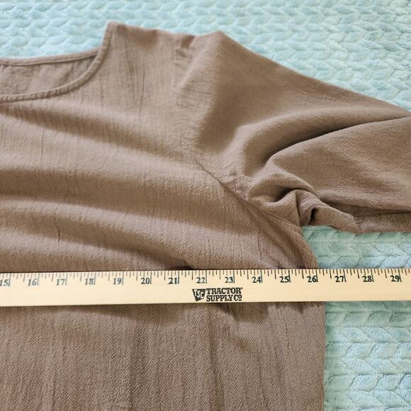 Soft Surroundings Top 2X Brown Textured Cotton 3/4 Sleeve Lagenlook - Picture 4 of 8